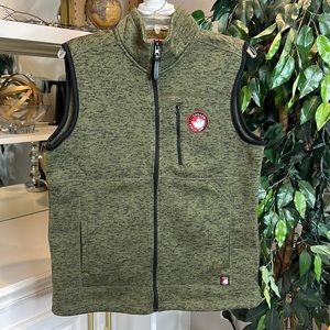 EUC Canada Weather Gear Men's size Medium Green/Black Vest Full Zipper Fleece,M